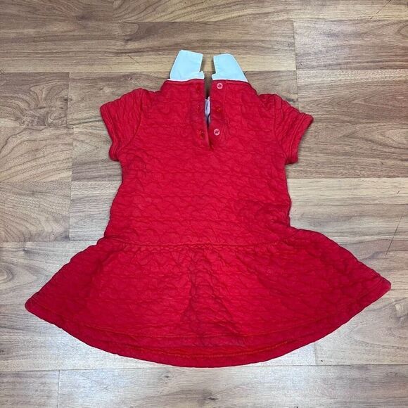 Janie and Jack Kids Red White Collar Short Sleeve quilted heart Dress Size 3 - Picture 6 of 9